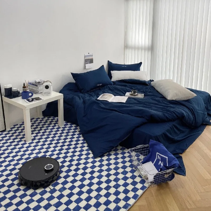 

Living Room Sofas Soft Plush Carpet Checkerboard Tea Table Bedroom Rug Retro Green Pad Home Decor Fluffy Lounge Rug Floor Mat