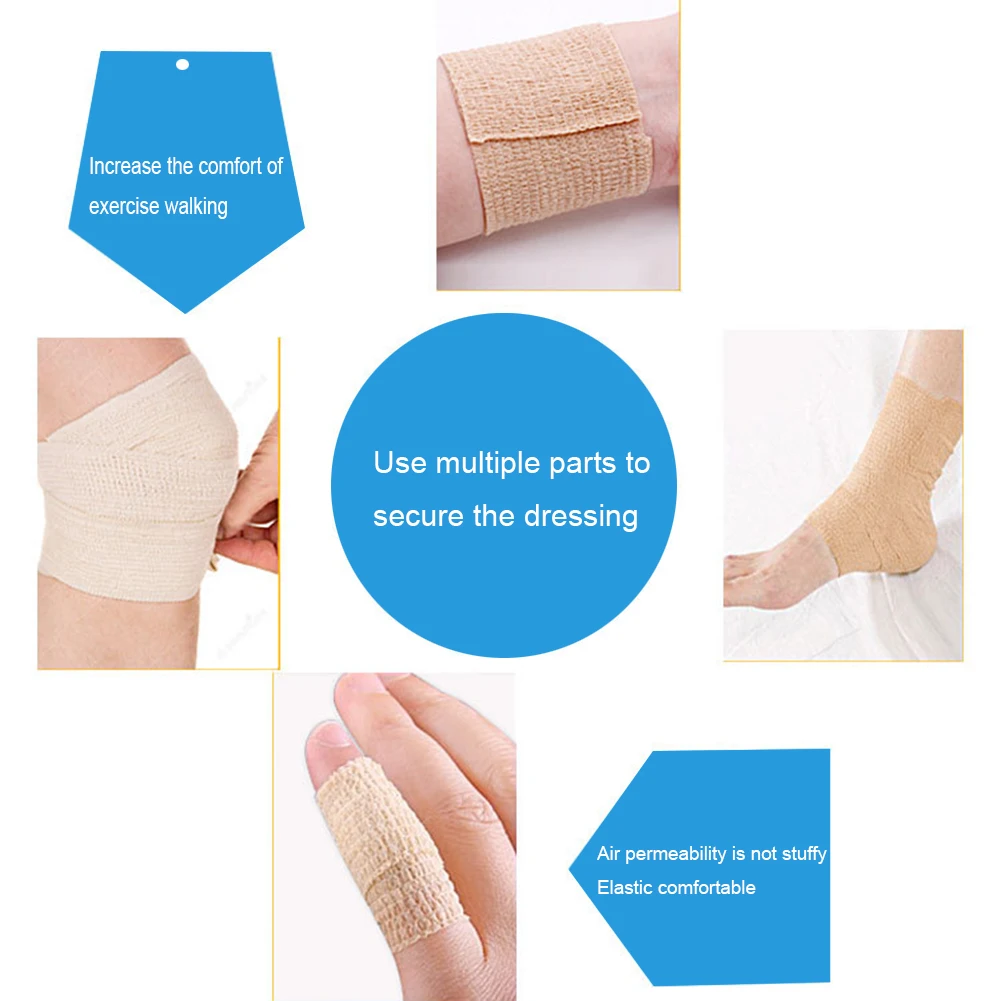 5 Stück 2,5/5/7,5/10 cm selbstklebende elastische Bandage, kohäsives Vliesband, Einwegband für Sport, Befestigung, Finger, Handgelenk, Bein – Detail 8