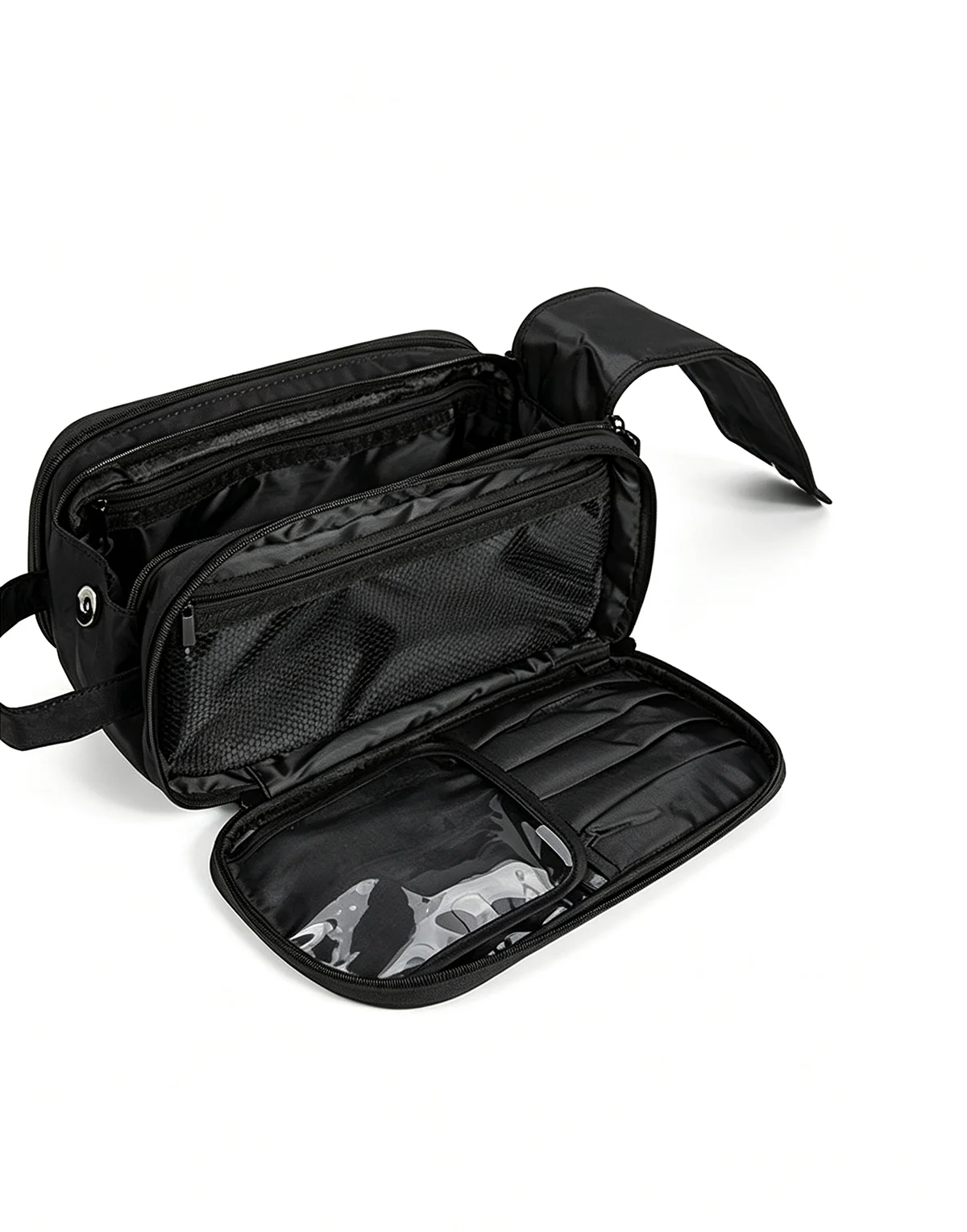 Strapazierfähige Nylon-Kosmetiktasche, leichte Reise-Toilettentasche mit Doppelreißverschluss, geräumiger Aufbewahrungsorganizer für Schreibtisch und Koffer, Unisex – Detail 11