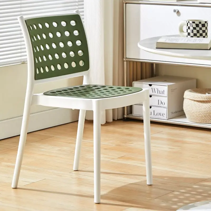 ee-Nordic Plastic Dining Chairs Household Hollow Back Dining Chair Simple Modern Outdoor Stacking