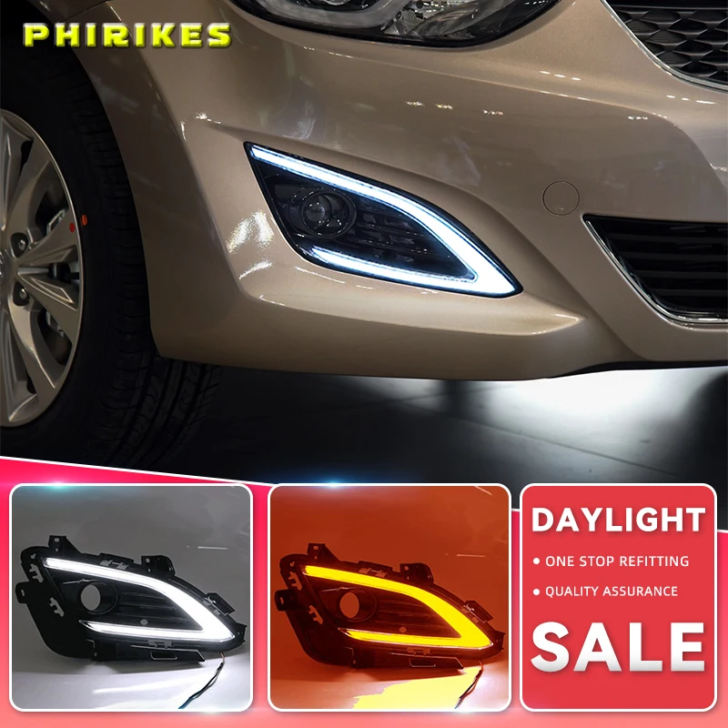 

LED Daytime Running Lights DRL Fog Lamp Cover Case for Hyundai Elantra Sedan 2016 2017 With Turn Signal Yellow