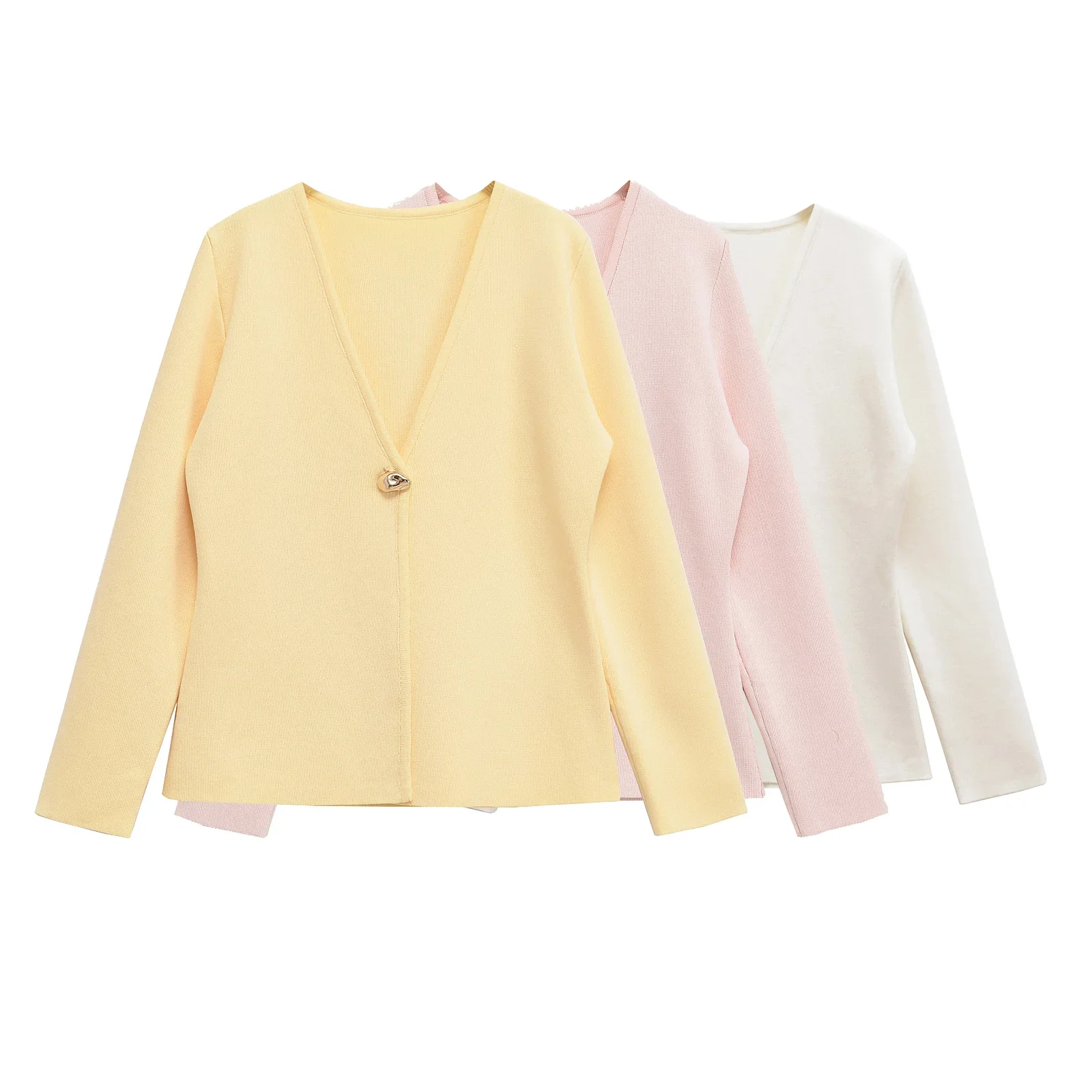 Autumn Leisure Solid Cardigan For Women Tops V-neck Knitted Cardigans Casual Simple Elegant Sweater Women Knitwear