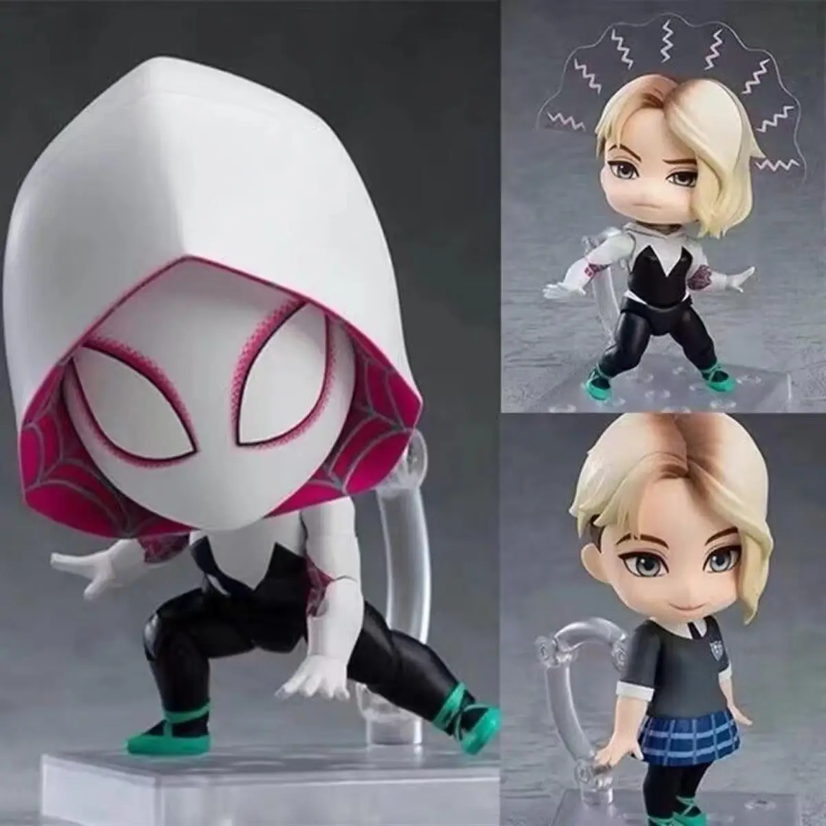 Anime Spider-Man: Into The Spider-Verse Spider Women Gwen 1228-Dx Q Version Action Figure Pvc Model Doll Ornament Toy Xmas Gift