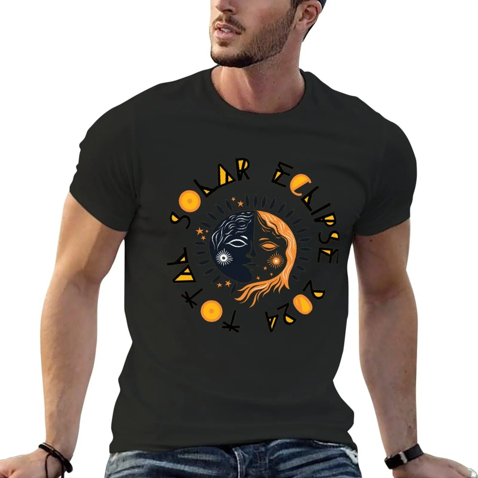 

Total Solar Eclipse 2024. Stellar Mysterious Solar Eclipse T-Shirt summer tops graphics Men's t-shirts