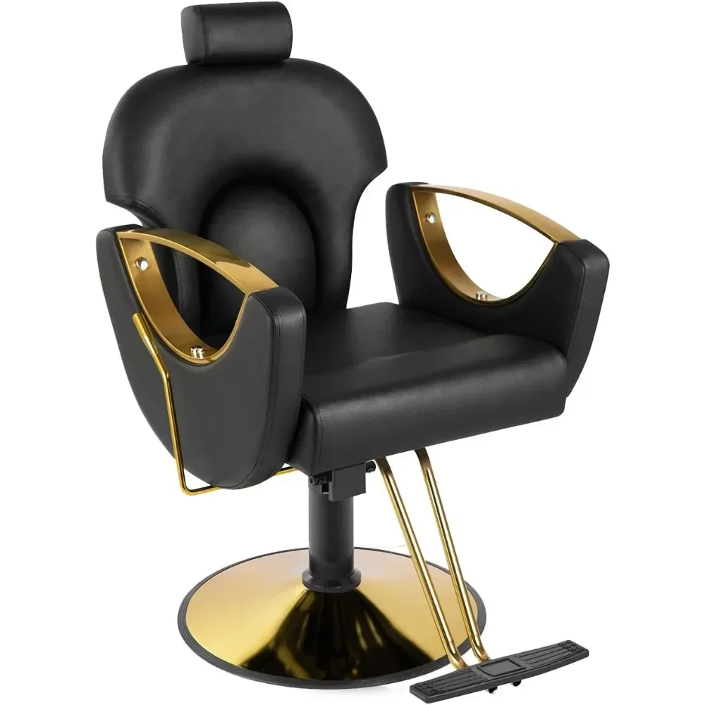 

Salon Chair Hydraulic Adjustable Headrest 360 Degree Swivel for Barbershop Hair Salon Equipment Barber Chair