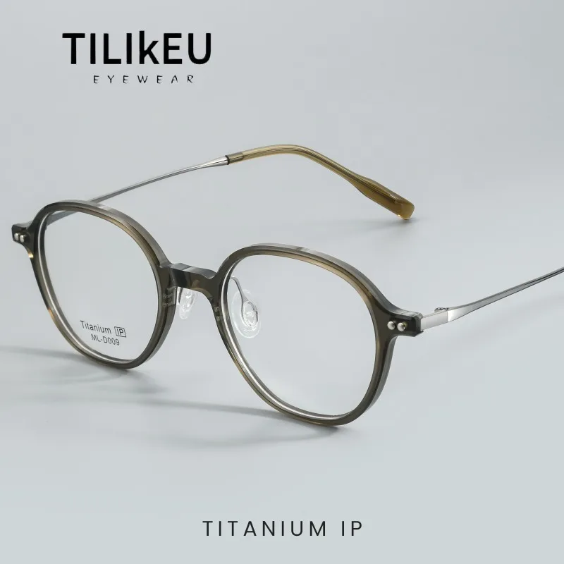 

New Fashion Korean Nylon Titanium Glasses Frame 2026 Ultra Light Retro Oval Round Eyeglasses Designer Men Women Luxury Eyewear