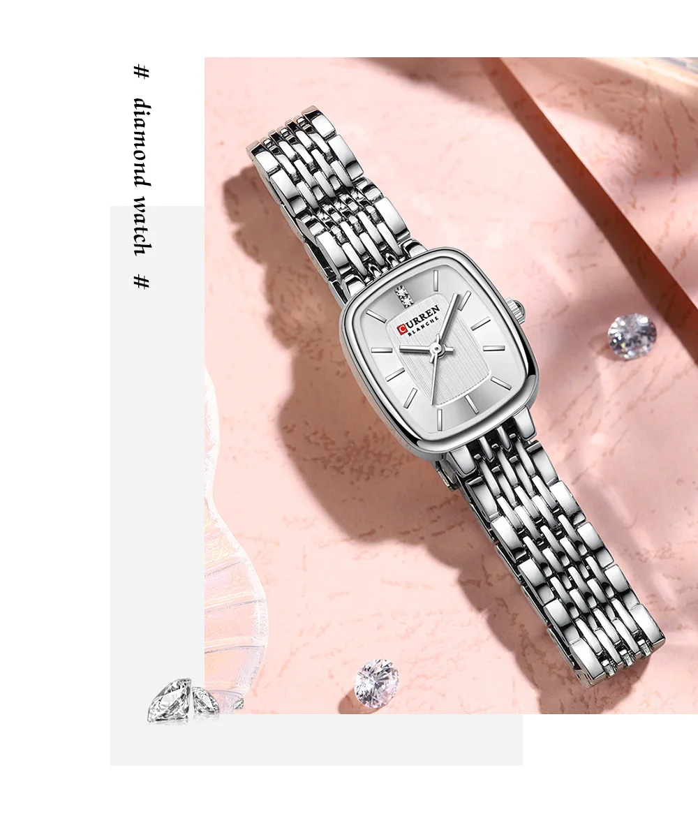 Curren 9093 Damen-Quarzuhr, wasserdicht, luxuriös, Party-Damenuhr, elegantes goldenes rechteckiges Zifferblatt, Quarzuhr, Armband, Geschenk – Detail 20