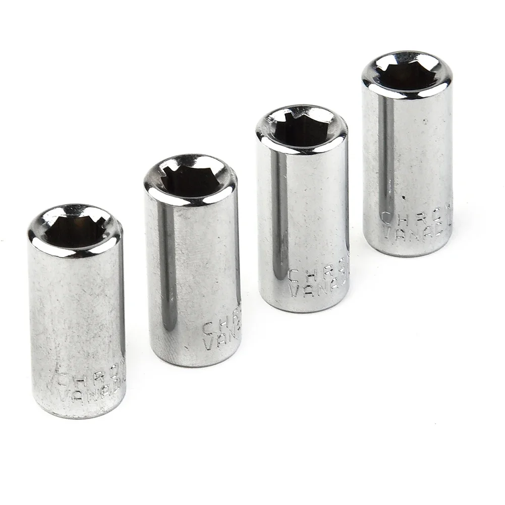 4pc 1/4in Ratchet Drive Socket Adapter 6.3mm Square Drive To 1/4inch Hex Shank Socket Bits Converter Screwdriver Holder Adapter