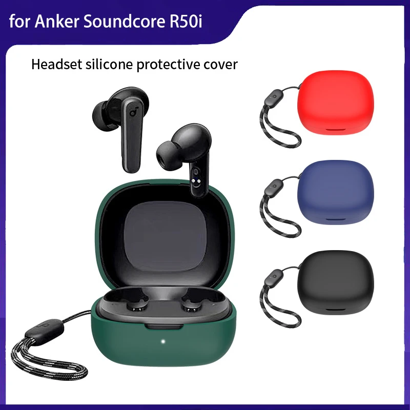 

for Anker Soundcore R50i Case Silicone Earphone Cases for Soundcore R50i Protective Cover Shockproof Funda Coque With Lanyard
