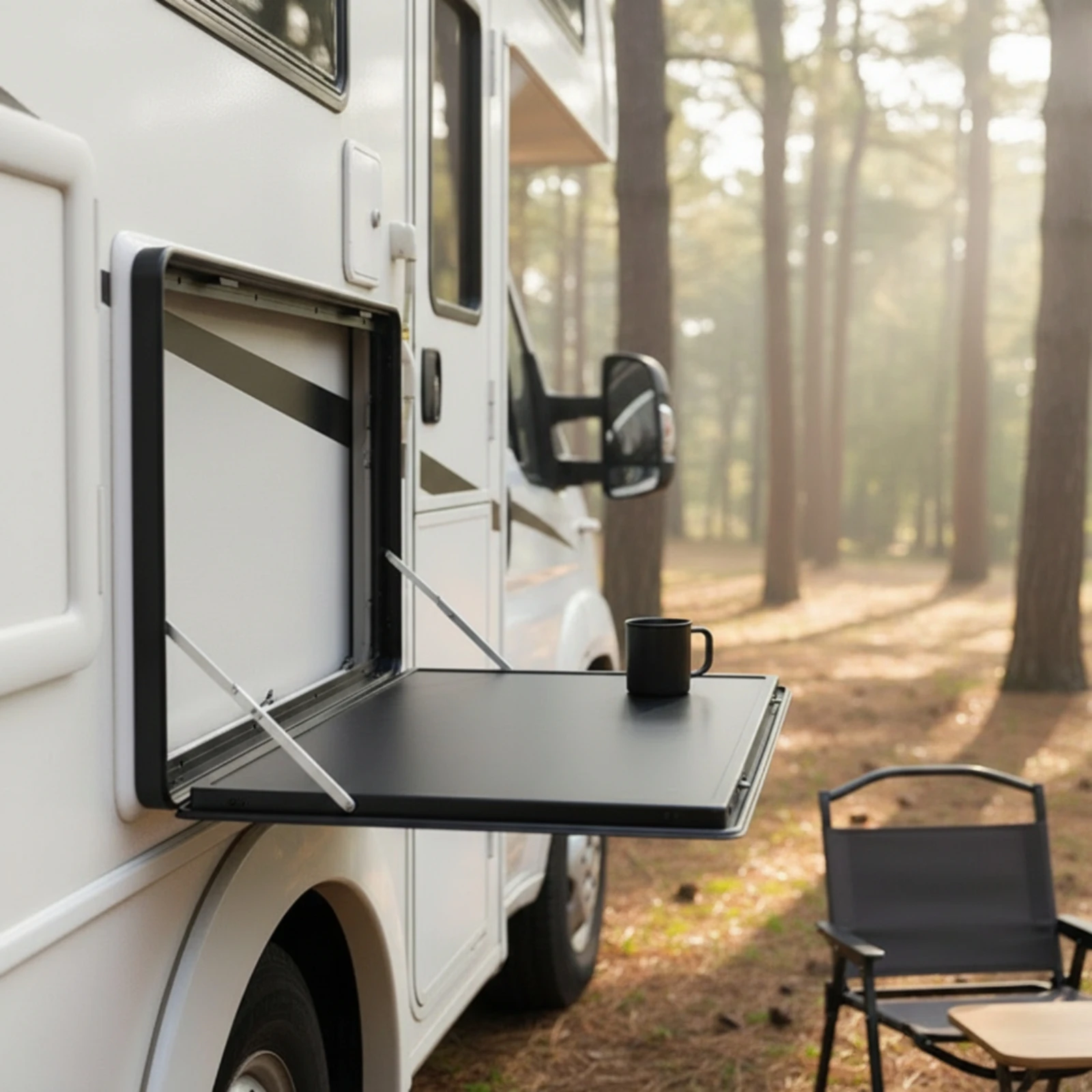 Recreational Vehicle Folding Table Panel Lockable RV Folding Side Table Foldable Collapsible for Campers, Outdoor Dining