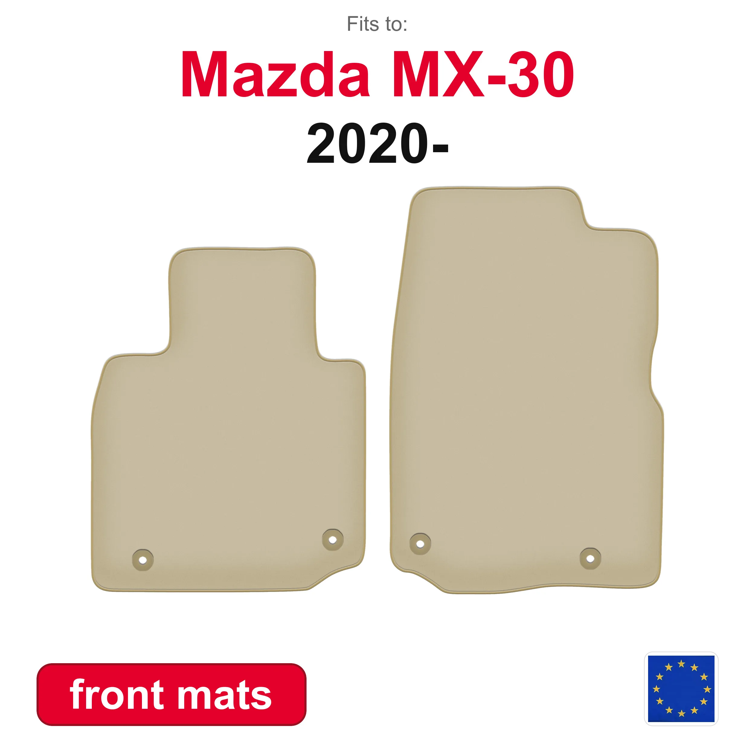 PREMIUM-Fußmatten für Mazda MX-30 Crossover (2020-) – Beige, 2 Stück, Auto-Fußmatten für den Fahrzeugboden