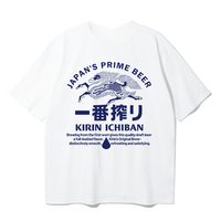 Japanese KIRIN Kirin Beer T-shirt Summer Men and Women with The Same Style of American Retro Ins Fashion Loose Short