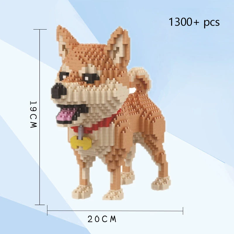 KNEW BUILT Dog Model Mini Building Block Toys Set for Kid Boy Girls Adult Beginner Teddy Hughes Corgi Collie Pet Style Bricks