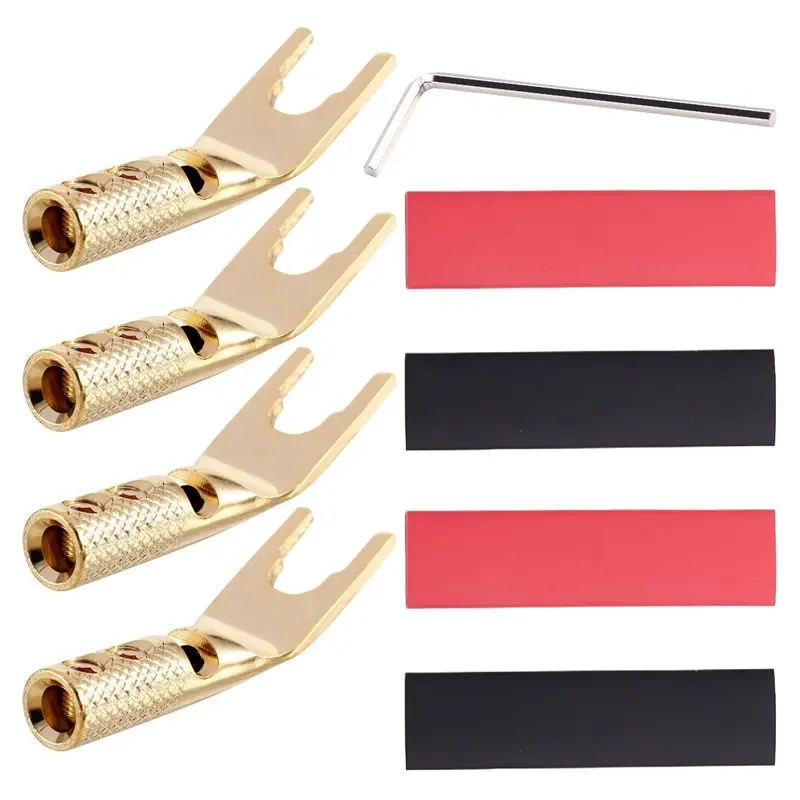 

AB11-4PCS Разъемы-вилки Y-образной формы из чистой меди, коннекторы для кабелей акустических систем