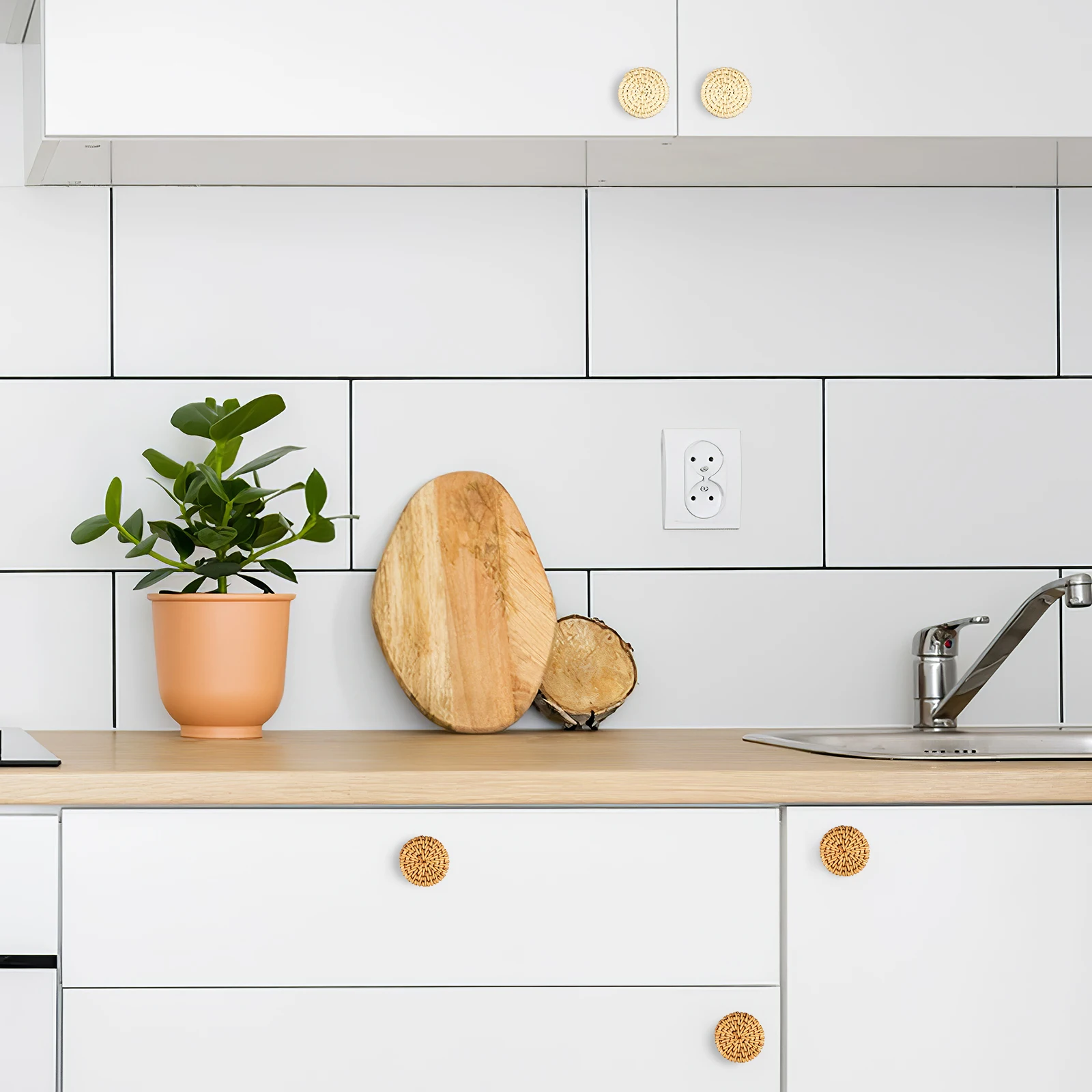 

1Set Rattan Woven Round Furniture Handles Rustic Cabinet Knobs Suitable for Dressers Drawers Dresser Knobs Rattan Dresser Knobs,