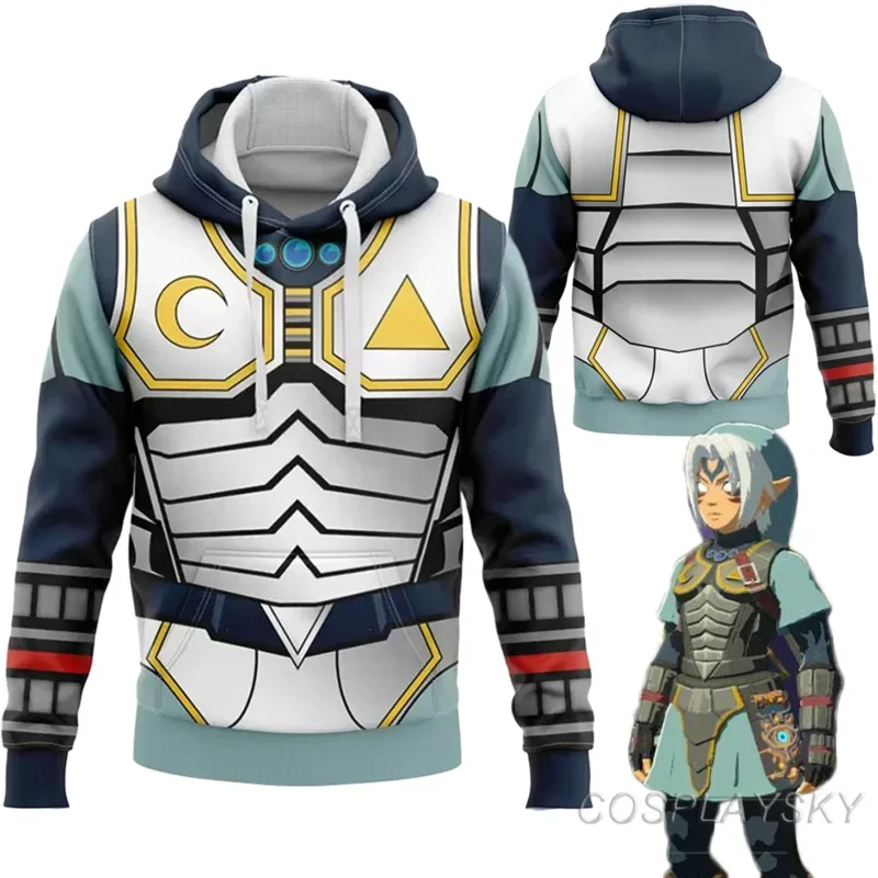 Fierce Deity Link Cosplay Fantasy Hoodie Anime Zelda Game Tears Kingdom Disguise Costume Adult Men Hooded Sweatshirt Pullover