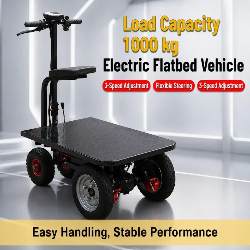 Electric Flatbed Truck Reverse Donkey Warehouse Cargo Trolley Construction Site Goods Transport Climbing Hand Truck