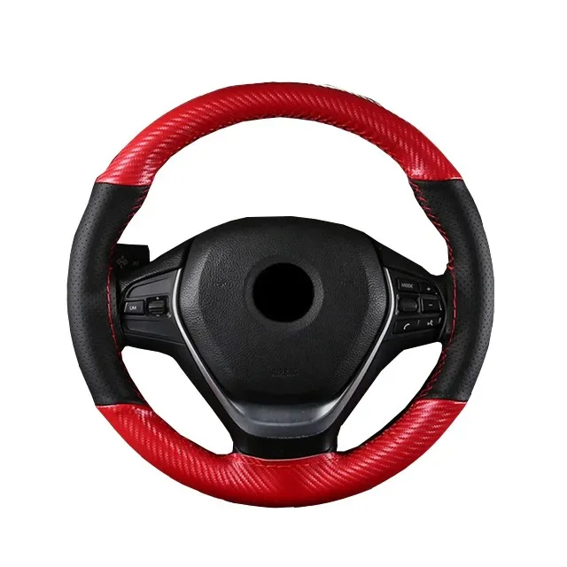 Accesorios de coche de fibra de carbono engrosados peludos universales de moda cubierta de volante cubierta de manija de coche