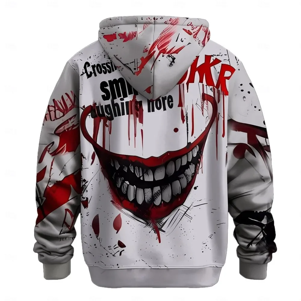 Men's Expression Hoodies Sweatshirt Fashion Long Sleeve Crew Neck 3D Print Party Holiday Streetwear White Drawstring Fall Hoodie