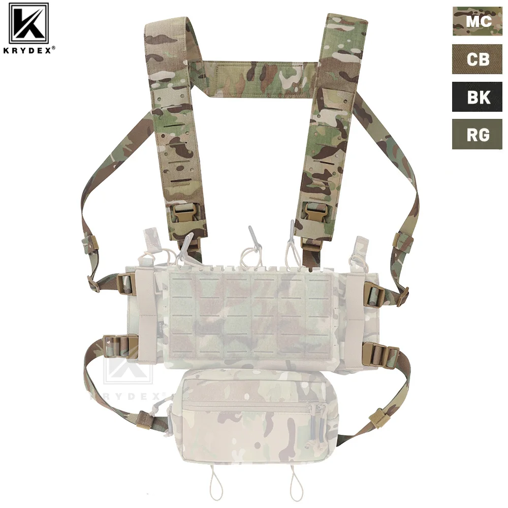 KRYDEX New Chest Rig Padded Shoulder Strap Laser Cut H-Harness Fat Shoulder Waist Back Strap For MK3 MK4 D3CRM Chest Rig Placard