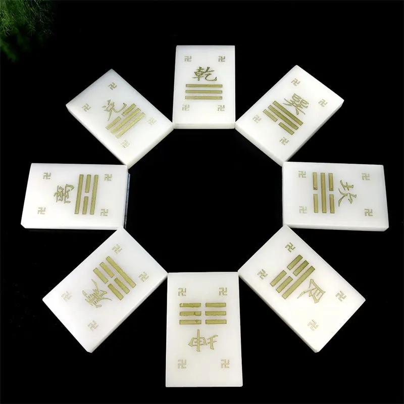 Natural white jade stone feng shui ornament for new homes to fill missing corners, Bagua plaque, stone amulet to fill missing co