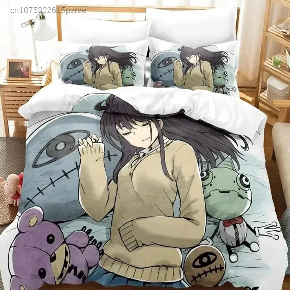 3D Anime Mieruko-chan Bedding Set Duvet Cover Bed Set Quilt Cover Pillowcase Comforter King Queen Size Boys Adult Bedding Set