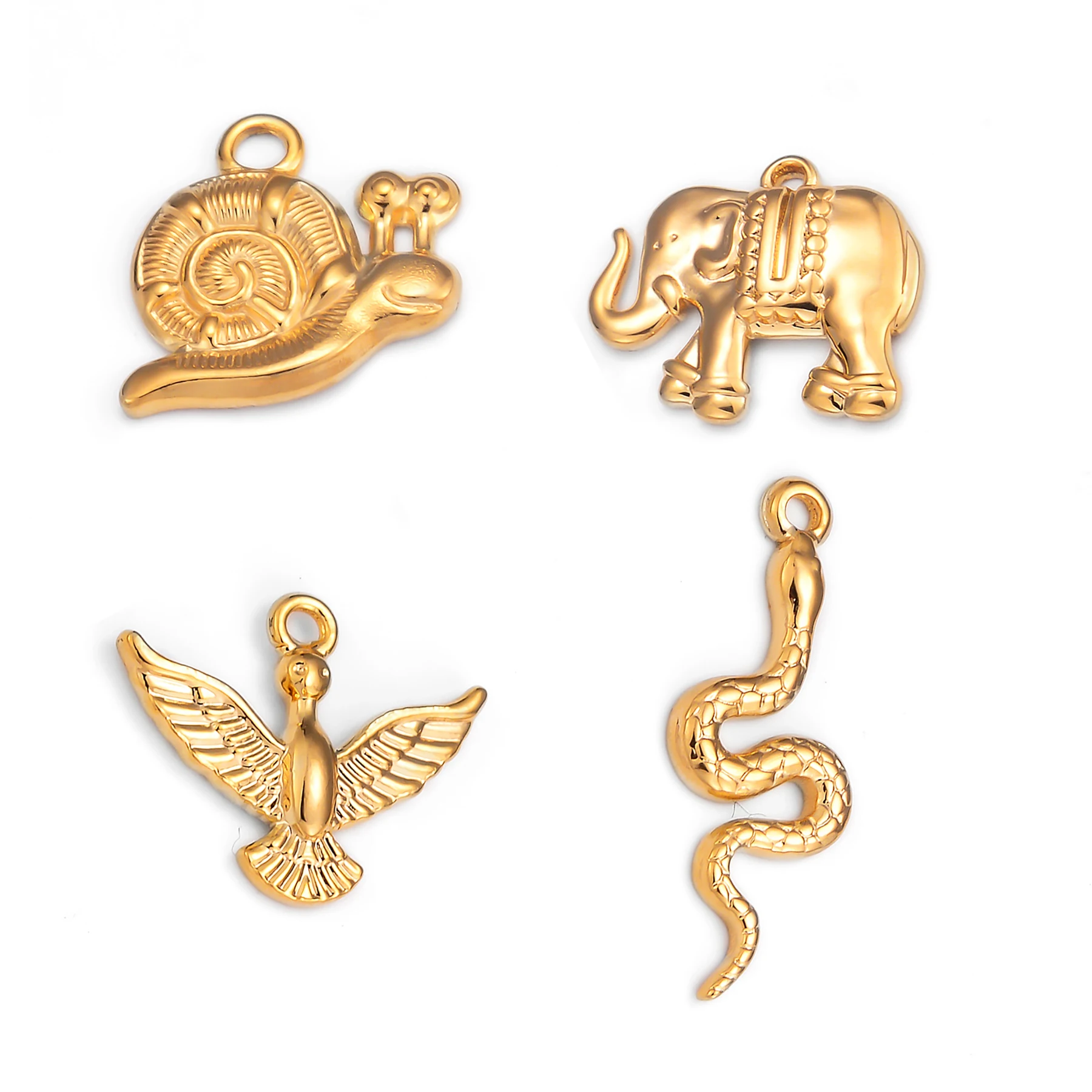 

2Pcs Stainless Steel Elephant Bird Snail Snake DIY Jewelry Making Necklace Earrings Charm Pendant Waterproof Hypoallergenic