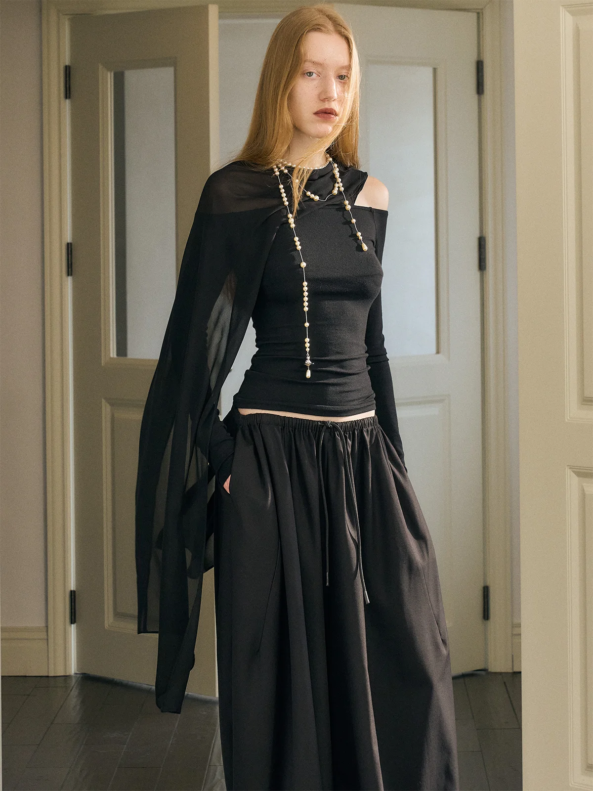 

Mis Wrap One oulder Woolen Women's Top hine Waable Winter New Sle Casual Fit Long Sve Color T-irt