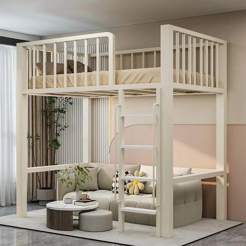 New Simple Wrought Iron Elevated Bed Duplex Lower Empty Bed Staggered Splicing Bed for Small Apartment Second Floor Luxury