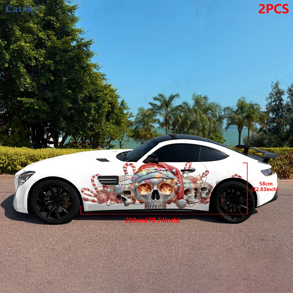 عيد الميلاد الجمجمة الحلوى سيارة الفينيل يلتف ملصق مائي ذاتي اللصق PVC مناسبة للشاحنات SUV الديكور اكسسوارات السيارات هدية #6