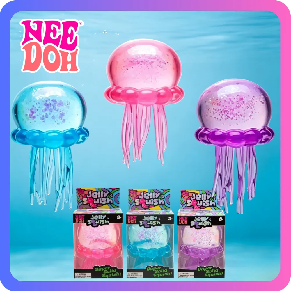 Needoh Fuzz Ball Jellyfish Squishy Blind Box Zufällige Farbe Weiches Stressabbau-Spielzeug Niedliches Entspannendes Quetsch-Sensorik-Spielzeug