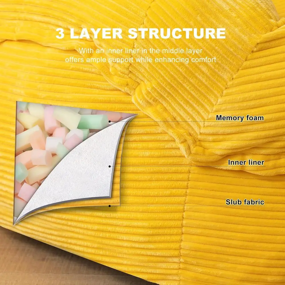 كرسي بين باج سروال قصير كبير الحجم مع مساند للذراعين - حشوة إسفنجية عالية المرونة، مثالي للبالغين، غرفة المعيشة، غرفة النوم، الألعاب #6