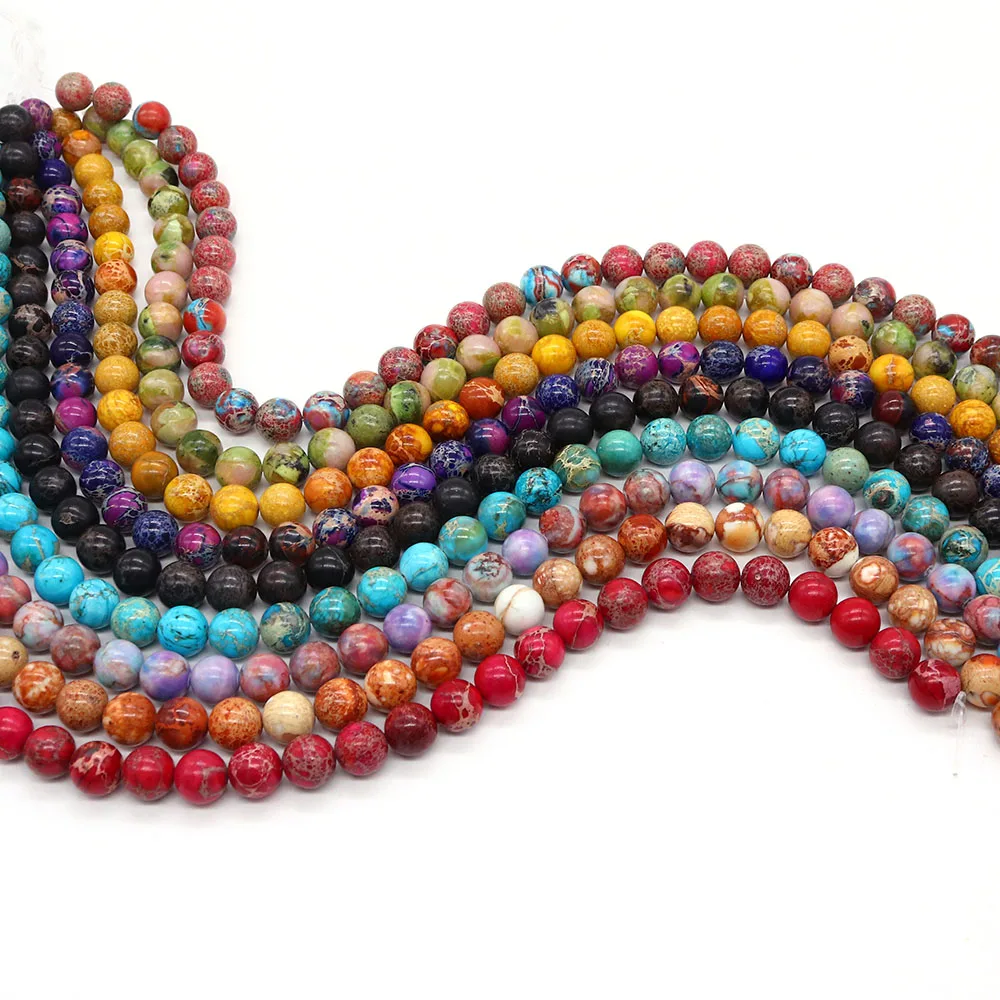 

4/6/8/10mm Round Natural Emperor Stone Bead Colorful Semi-precious Stone Straight Hole Loose Bead DIY Jewelry Accessory 1strand