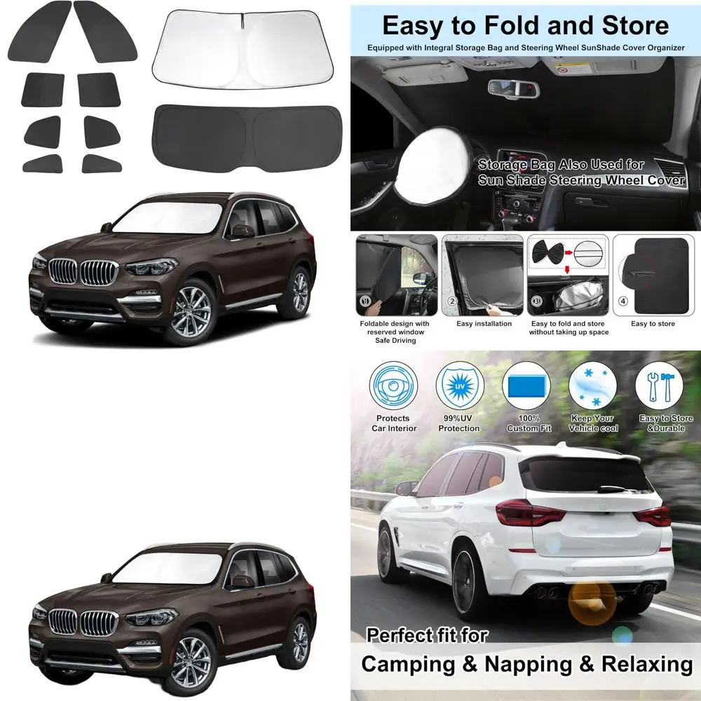 Custom Fit Foldable Sunshade for 2018-2024 X3, Full Set Privacy Protection, Keeps Car Cool