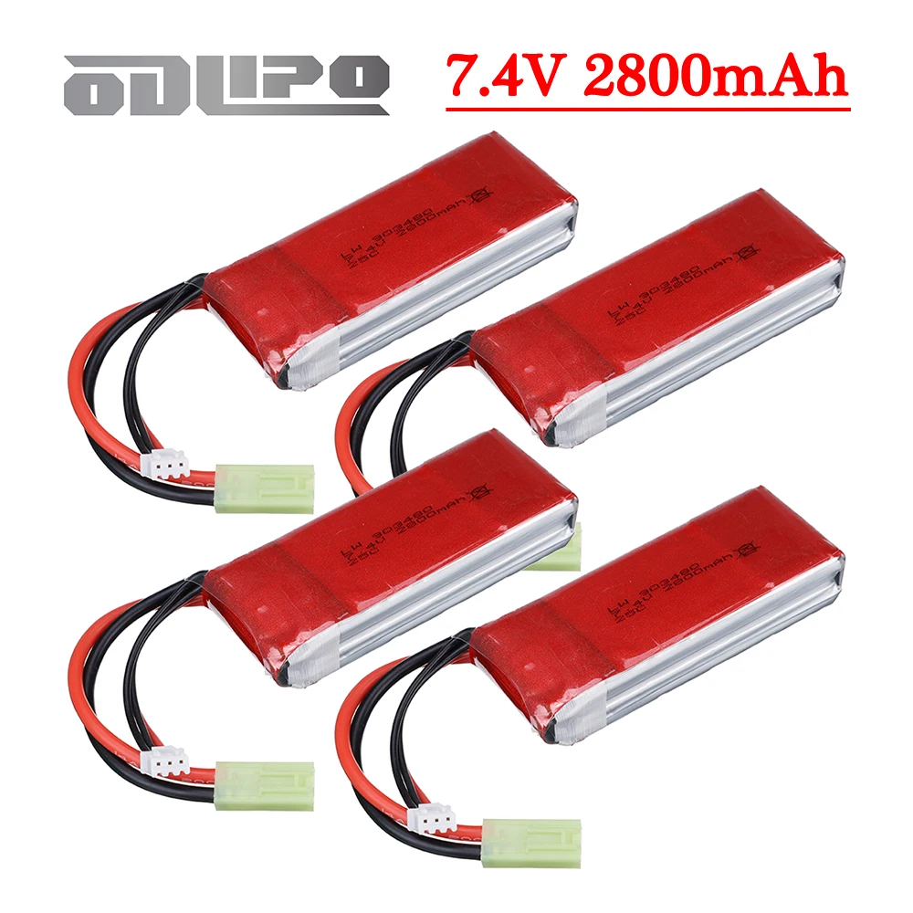 7.4V 2800mAh 25C Lipo Battery for Feilun FT009 Huanqi 955 948 Speedboat Boats 2S 7.4V Battery For wltoys WL912-A RC Boats