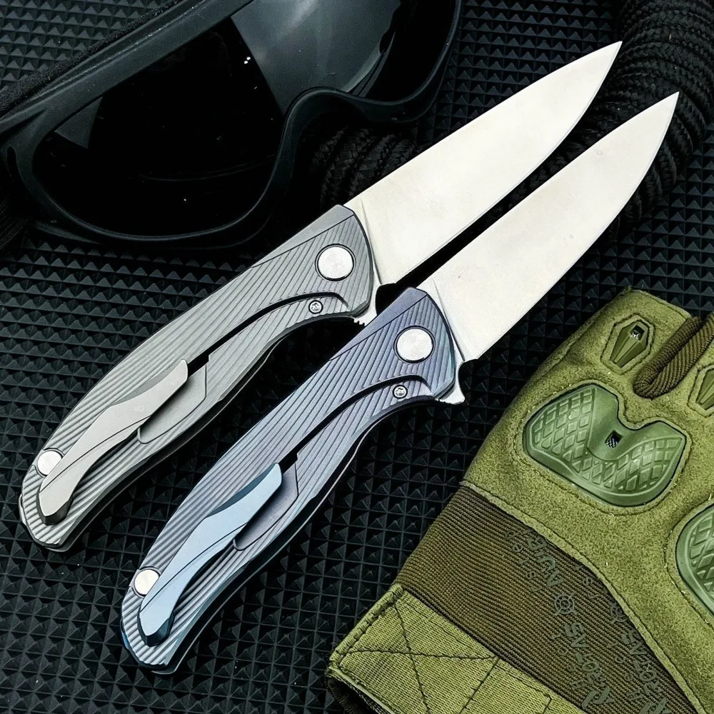 

Lightweight Durable Camping Knives D2 Blade Titanium Alloy Handle Fruit Knives EDC Folding Knife Utility Outdoor Pocket Knife