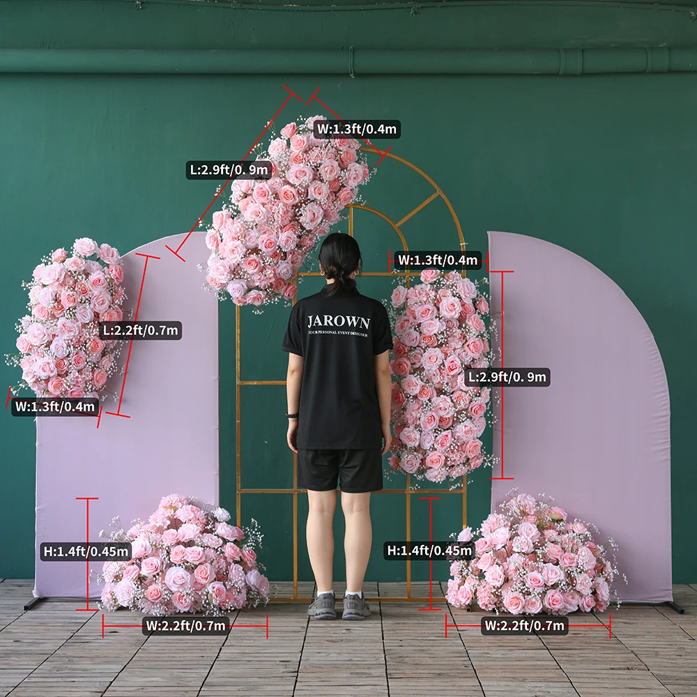 Stunning Backdrop Fleurs Artificielles Romantic Decoration Custom Pink Rose White Baby Breath Flower Arrangement Decor HY2168