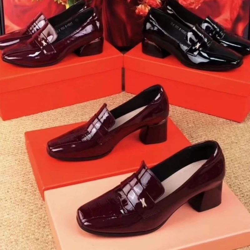 zapatillas de mujeres zapato de tacón zapatos mujer Zapatos De tacón alto con cabeza cuadrada para Mujer, calzado De trabajo De color sólido, estilo