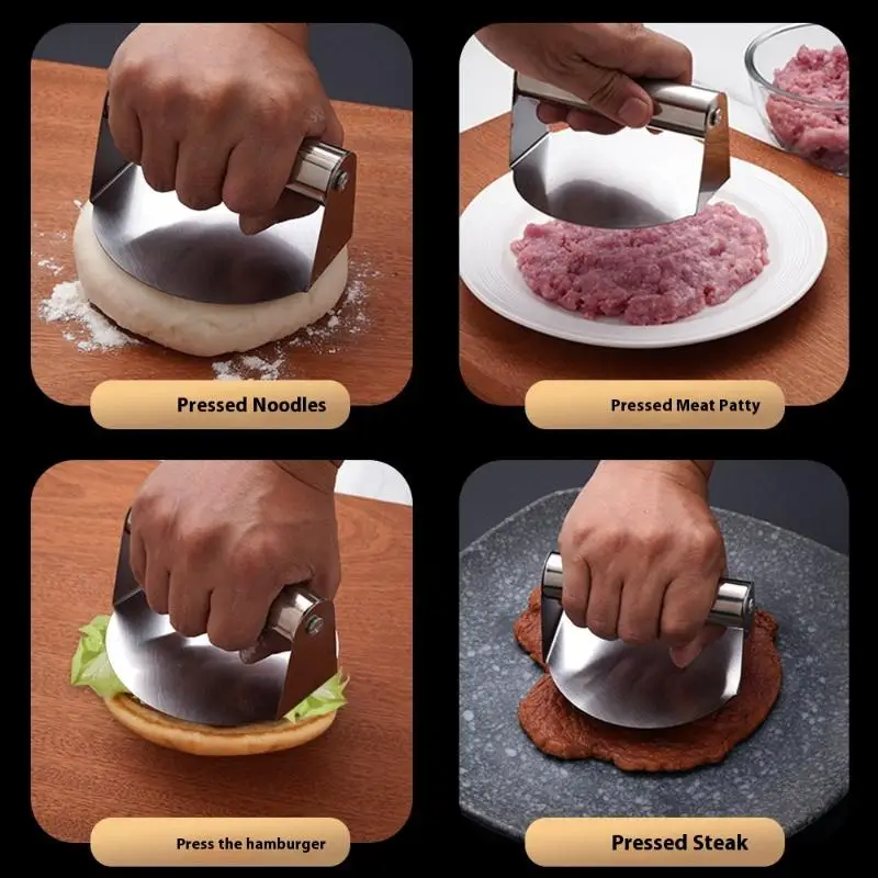 الفولاذ المقاوم للصدأ سحق برغر الصحافة همبرغر باتيات اللحوم مهروسة دائري اللحوم الصحافة قالب لحوم ديلي اكسسوارات المطبخ