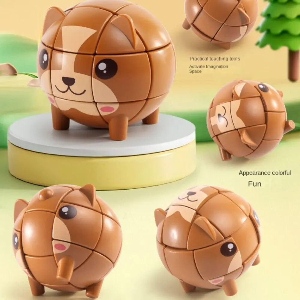 Cubo em forma de animal de terceira ordem 3d dos desenhos animados cubo animal portátil bonito crianças quebra-cabeça cubo crianças