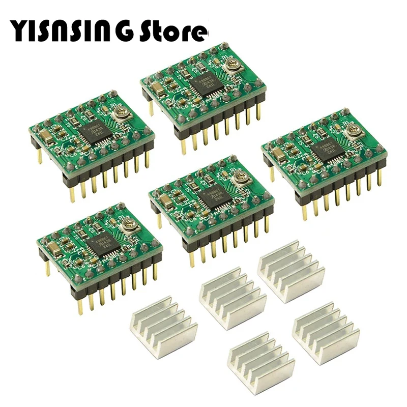 5pcs 3D Printer Parts A4988 DRV8825 Stepper Motor Driver With Heat sink For SKR V1.3 1.4 GTR V1.0 RAMPS 1.4 1.6 MKS GEN board