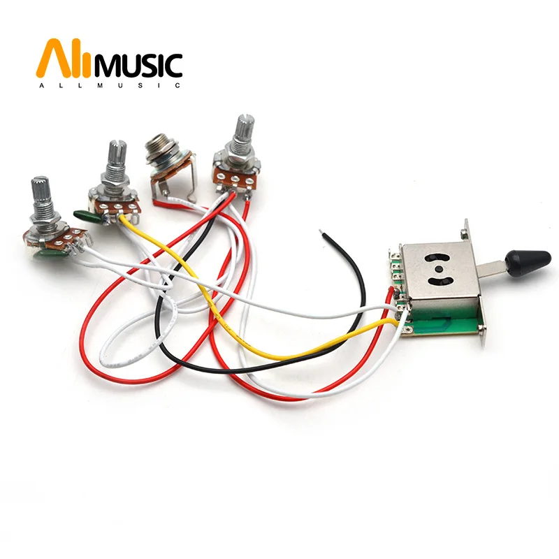 2 sets Wiring Harness Prewired/5-way Switch/jack 500k Pots/for FD Replacement Guitar