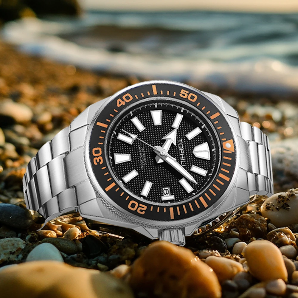 TOPHILL montre de plongée mécanique automatique 300M étanche Super lumineux montres pour hommes mouvement NH35 43.5mm horloges saphir