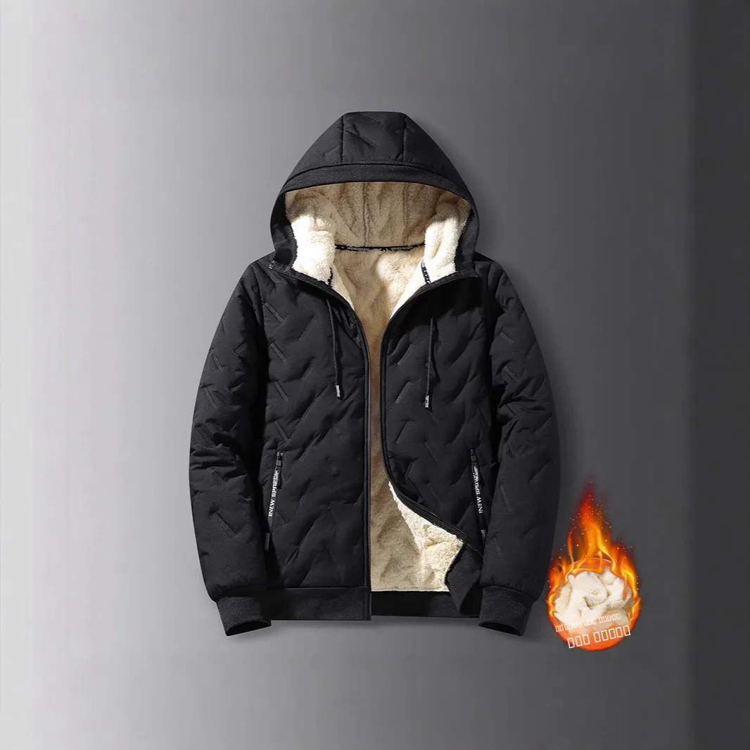 

Мужская молодежная зимняя куртка из овечьего флиса, свободного кроя, теплая, с капюшоном, хлопковая, больших размеров, ультразвуковая обработка