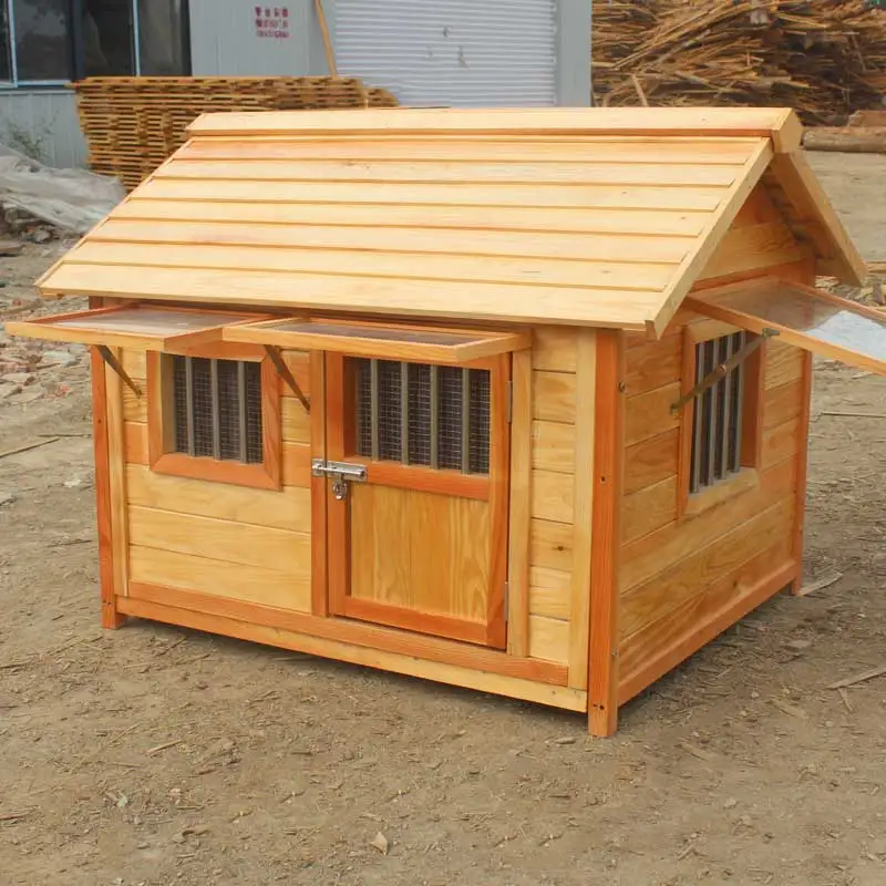 Outdoor solid wood waterproof and anticorrosive golden retriever house kennel large and medium-sized cage dog house