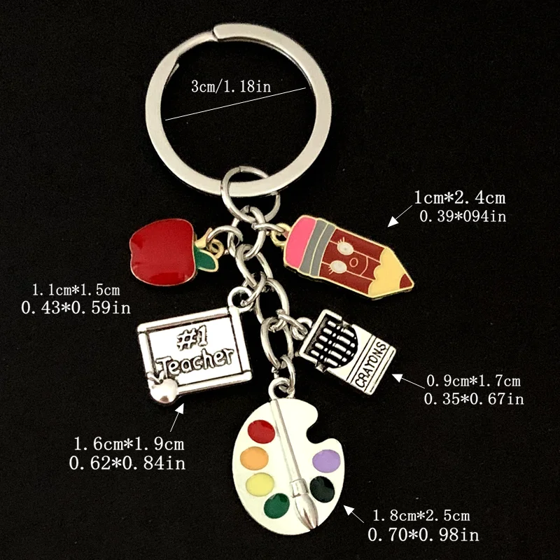 الكلاسيكية لوحة الرسم حاكم تلوين قلم رصاص المينا المفاتيح أبل المعلقات للنساء الرجال هدية المعلم جيدة المجوهرات اليدوية #3