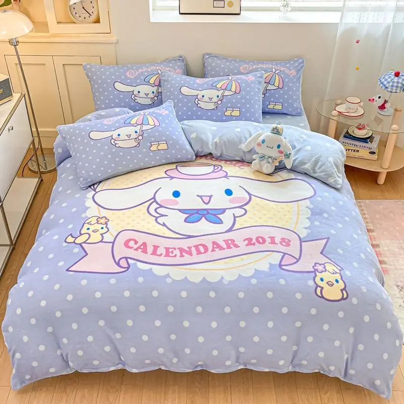 

Моя мелодия, милая маленькая принцесса, постельное белье, креативная кавайная зимняя теплая простыня для девочек, пододеяльник, комплект из четырех предметов, подарок