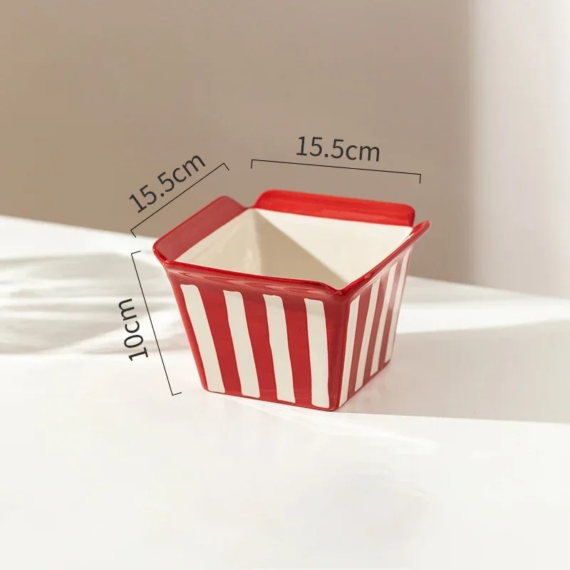 Creative Ceramic Bowl Square Household Food Container French Fries Chicken Dessert Bowl Kitchen Supplies view 6