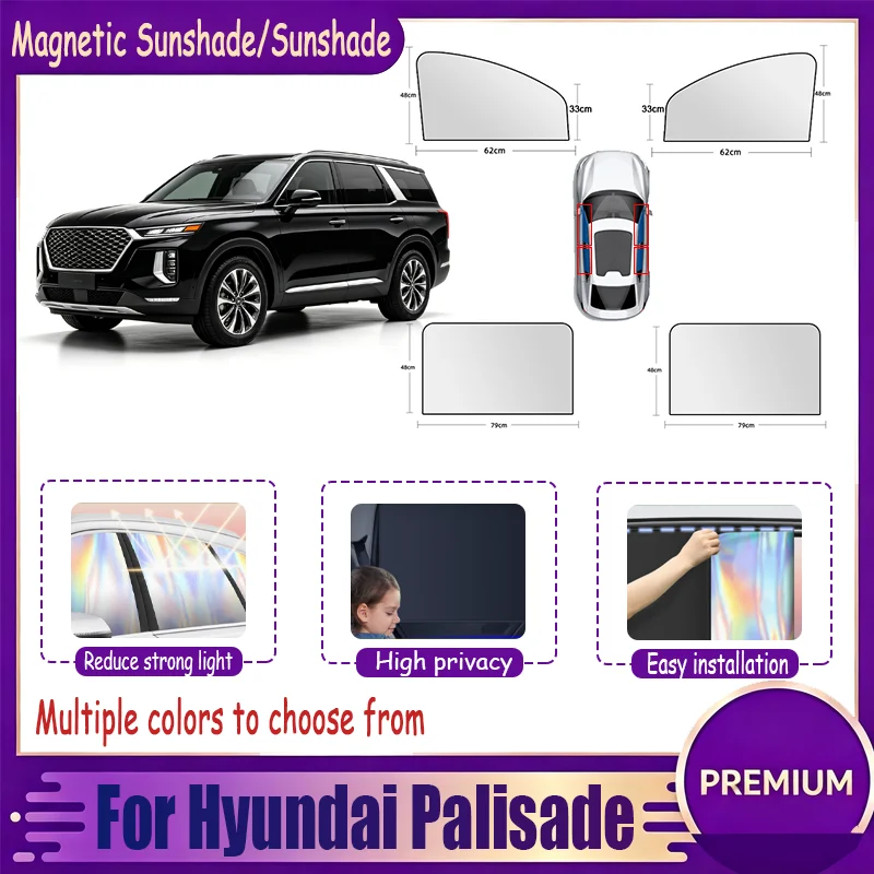 For Hyundai Palisade, Magnetic Sun Visor Laser Reflective Shade, Blocks UV & Heat, Strong Magnet, Keeps Cabin Cool & Private.