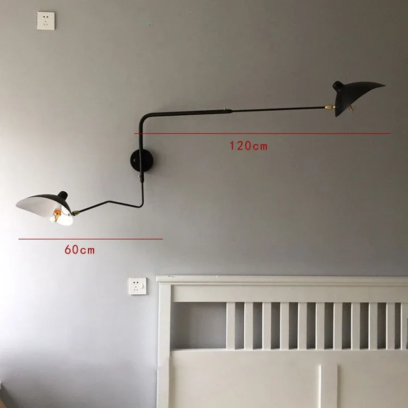 Nordic Duck Bill Wall Lamp Any Angle Rotatable Long Arm Sconce Lighting Living Room Decoration Bedroom Lamp Black Aluminum Shade